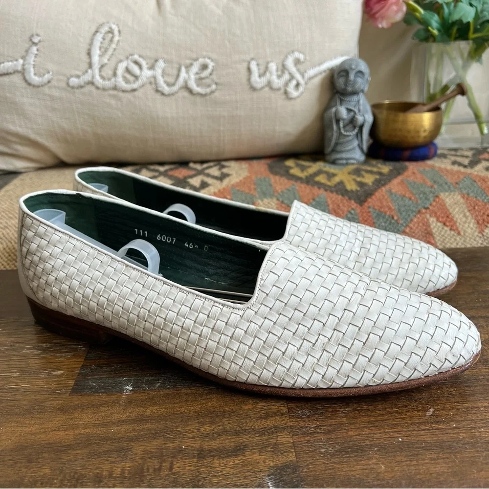 GUCCI Rare Vintage White Woven Leather Loafers IT/EU46.5 US13